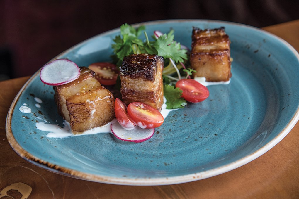 Garam Masala Pork Belly at Chauhan Ale & Masala House in Nashville consists of smaller portions of the rich meat prepared with an intensely flavored dry rub of garam masala and brown sugar.