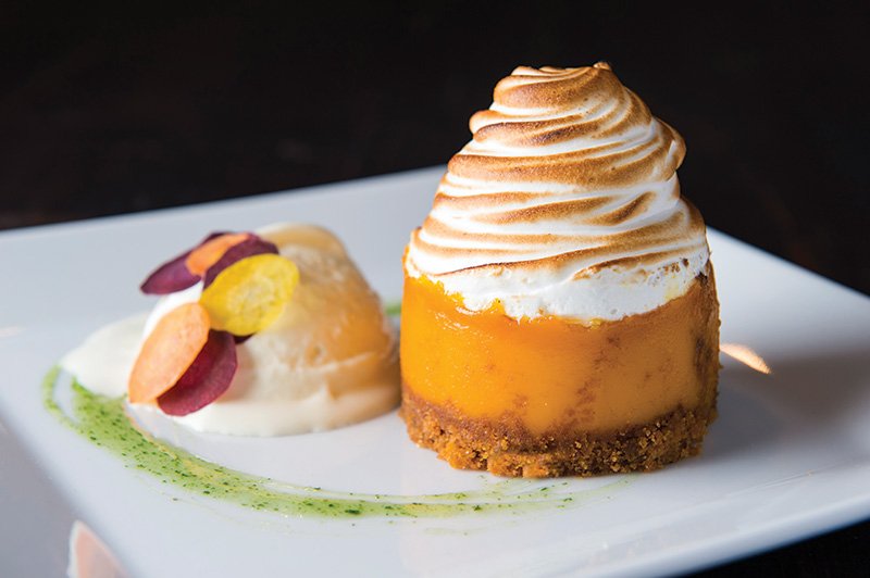 Carrot Meringue shows off how effortlessly vegetables can play in the dessert world. The elegant dessert is one of Dirt Candy’s top sellers.
