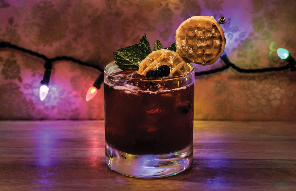 The drinks at Datz in Tampa, Fla., make sly references to Millennial-favorite TV shows. Fans of “Stranger Things” will know why this Waffle Thief cocktail with bourbon, spiced rum, maple syrup, lemon juice, pomegranate and blueberries is garnished with Eggo Minis.
