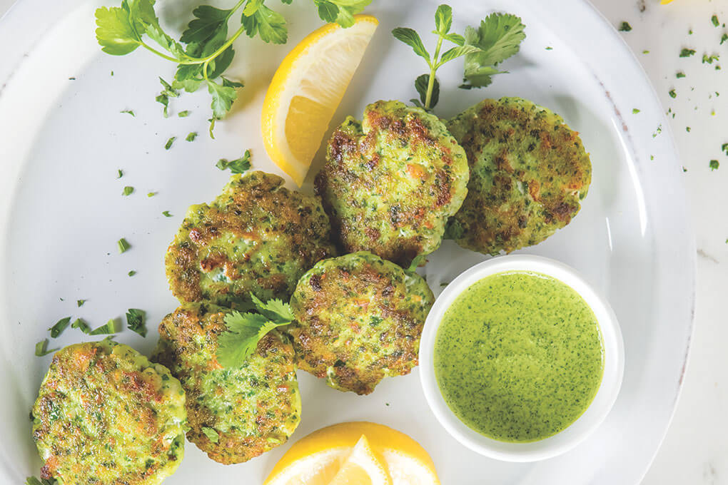 Middle Eastern Alaska Fish Cakes With Green Tahini Sauce