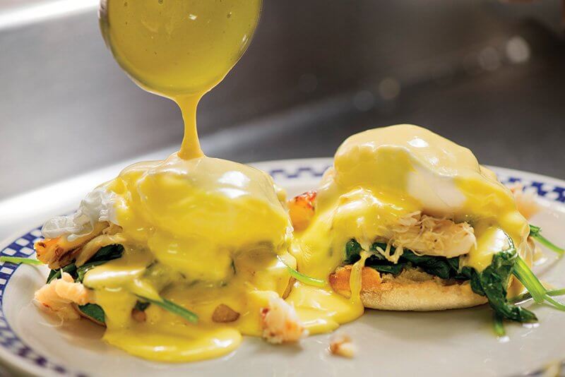 Duke’s uses social media to promote its Lenten specials. The Eggs Benediction Bene “Duke” with Dungeness Crab is a popular brunch item.