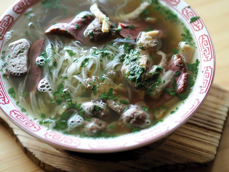 Tory Miller’s pan-Asian spot Estrellón in Madison, Wis., offers an American spin on the Vietnamese classic: Pastrami Pho sees housemade pastrami in beef broth, rice noodles, meatballs, tripe, soft tendon and fresh herbs.