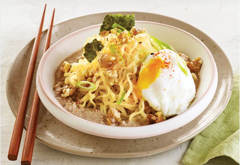 This generation is connected globallly, and it shows in preferences for dishes like this Walnut-Soy-Miso Tsukemen Bowl, created by Chef Trent Page at Google’s YouTube Cafés.