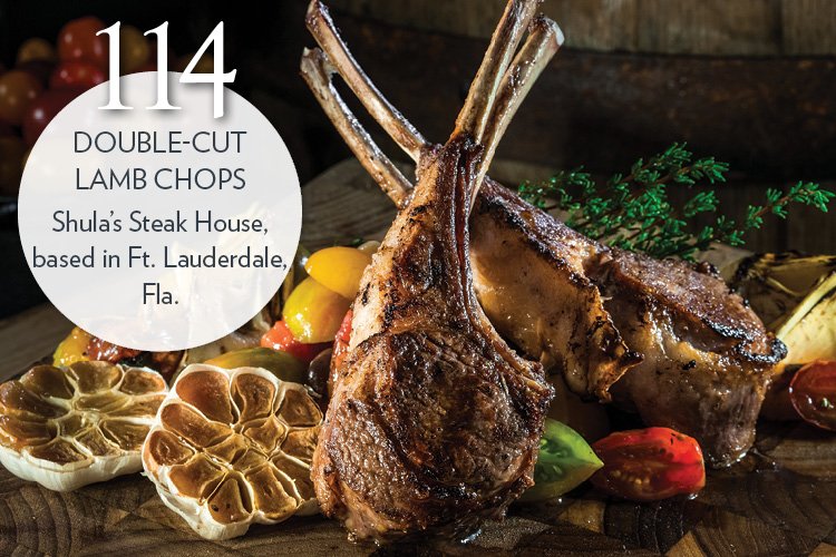 Double-Cut Lamb Chops with blistered heirloom tomatoes and roasted artichoke