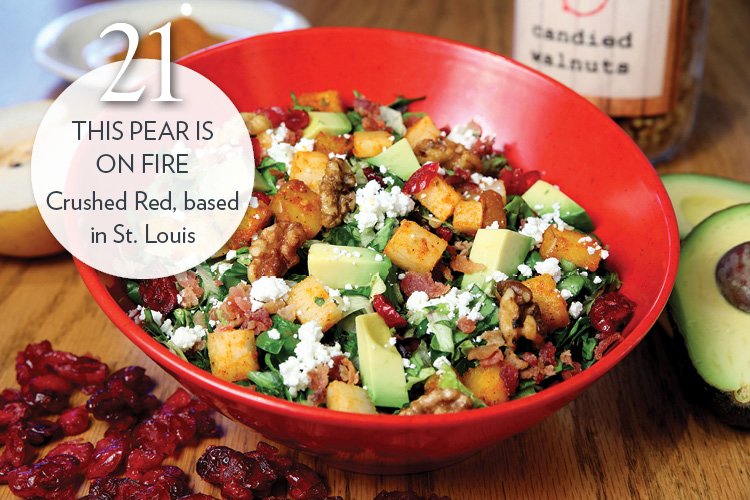 This Pear is on Fire Spiced pears, dried cranberries, bacon, goat cheese, avocado, spinach, house mix, habanero-honey dressing, candied walnuts