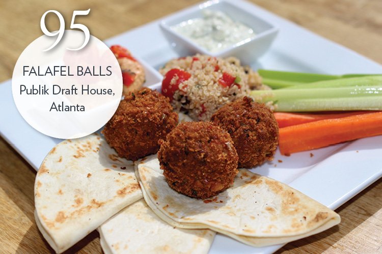 Falafel Balls - Deep-fried chickpea balls, quinoa salad, red pepper hummus, tzatziki