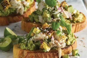 This Baja Avocado Elotes & Crab Toast spins a fun street food into a more sophisticated bar bite