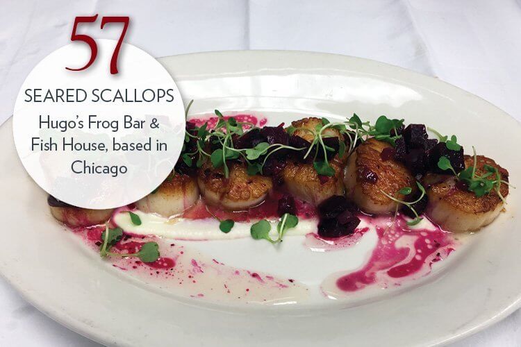 Seared Scallops with beet vinaigrette, cauliflower purée and microgreens