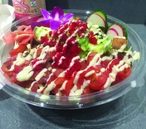 Poke bowls are trending in workplace settings. Bristol-Myers Squibb employees can customize their poke with an abundance of possible combinations.