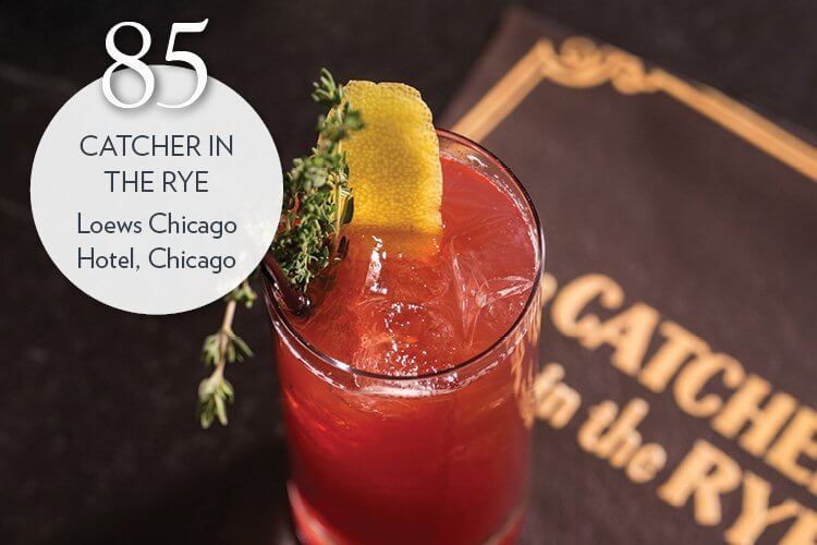 Catcher in the Rye, made with Rittenhouse rye, beet syrup, lemon, Angostura bitters, ginger ale