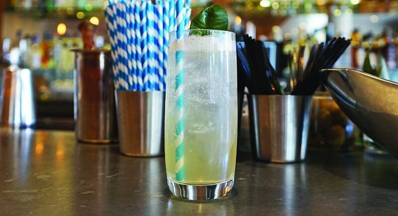 SOCA’s Chamomile Collins offers a hint of tea-infused wellness, with chamomile simple syrup added to gin, Benedictine, lemon juice, lime leaf and soda.