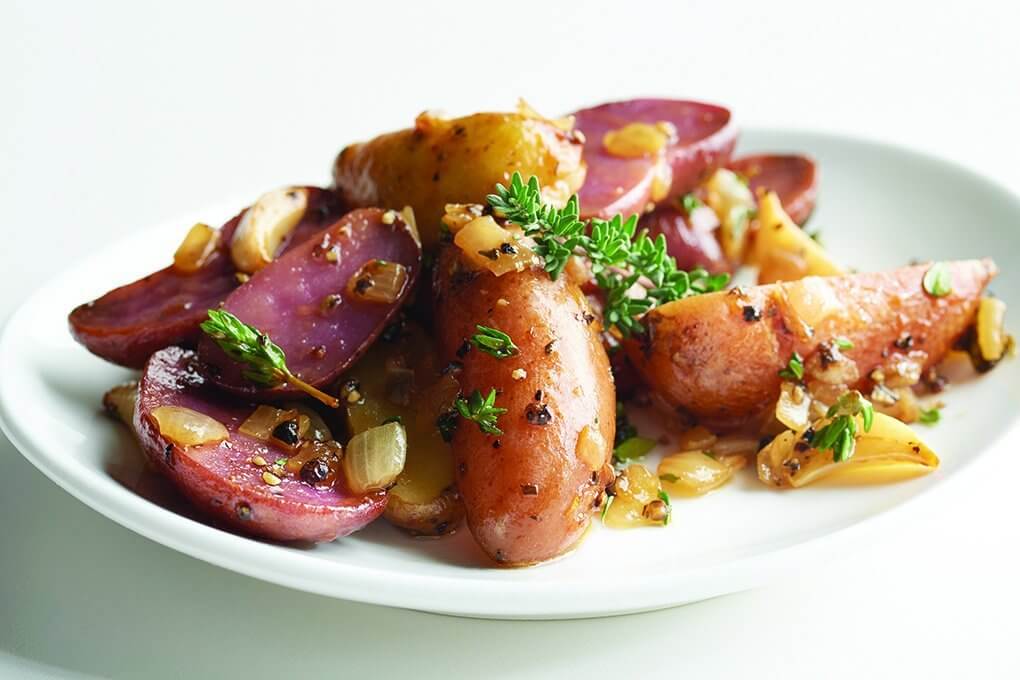 Small potatoes open up menu opportunities for elevated sides, starters and shareables, like this dish of pan-roasted herb fingerlings.