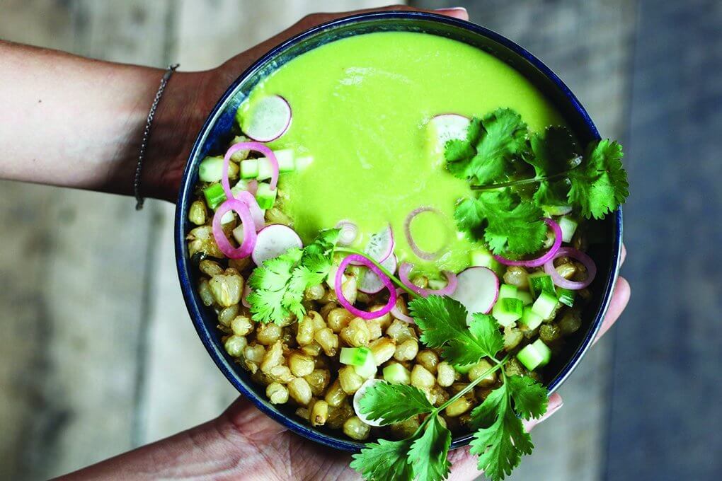 Bad Hunter in Chicago demonstrates aguachile’s versatility, moving its bright combination of chile, lime, cilantro and onion into a Hominy Aguachile.