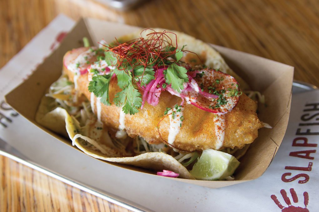 At Slapfish, based in Huntington Beach, Calif., the philosophy is for guests to “choose the dish, not the fish,” enabling flexibility within a flavor system, like the popular Baja fish taco.