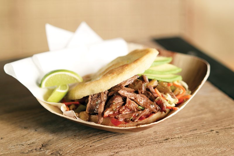 Arepa de Carne - Salvadoran slaw is brightened with Jalapeño