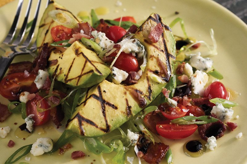 Grilled Avocado Wedge Cobb Salad - Bacon helps keep the Cobb in focus