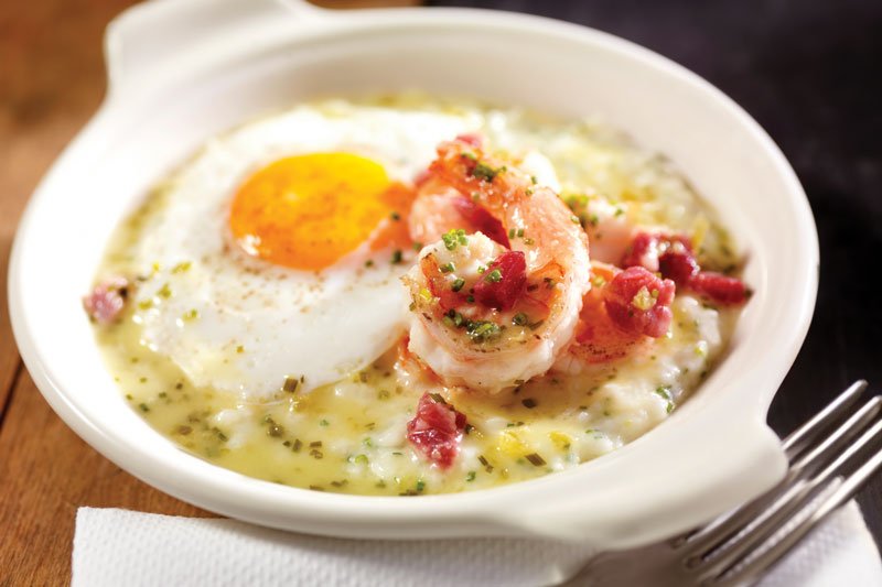 Build on the popularity of favorite dishes like shrimp and grits to introduce different varieties of seafood for morning and brunch menus