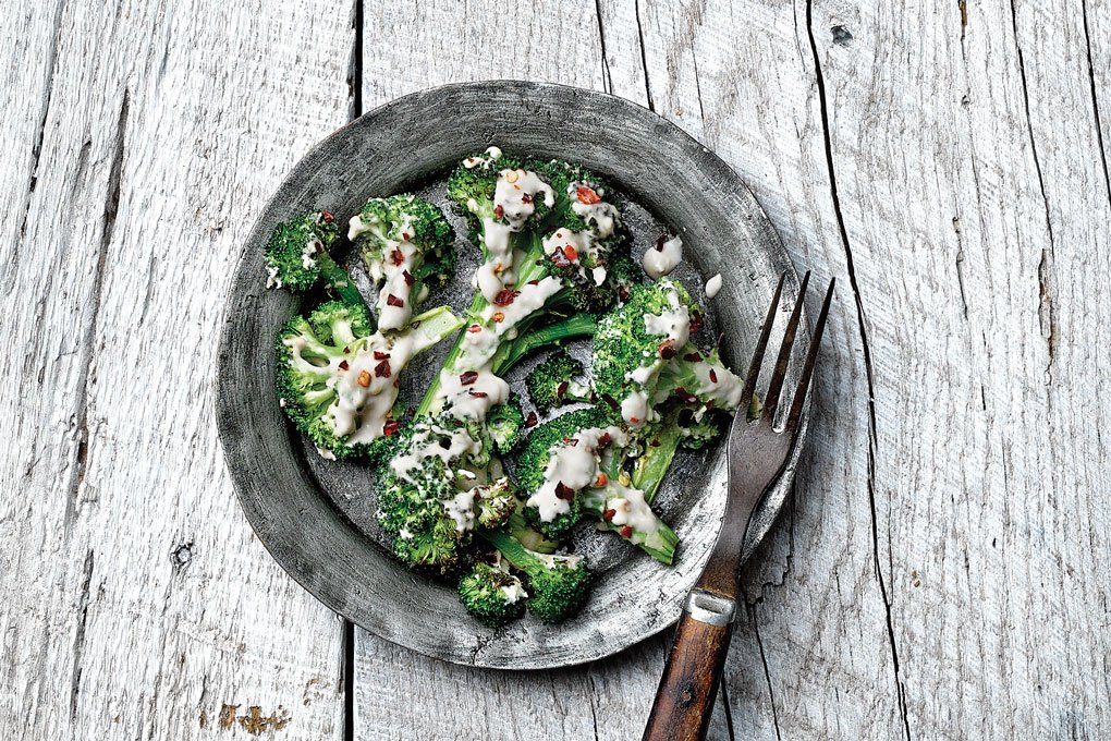 Cannellini beans make for a slightly different kind of hummus, adding contrast to char-grilled broccoli tossed with lemon juice and red pepper flakes.