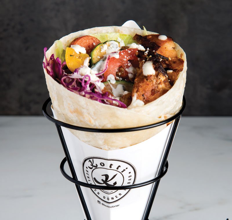 This inviting Döner Cone at Kotti Berliner Döner Kebab delivers the kebab experience in another on-the-go format.