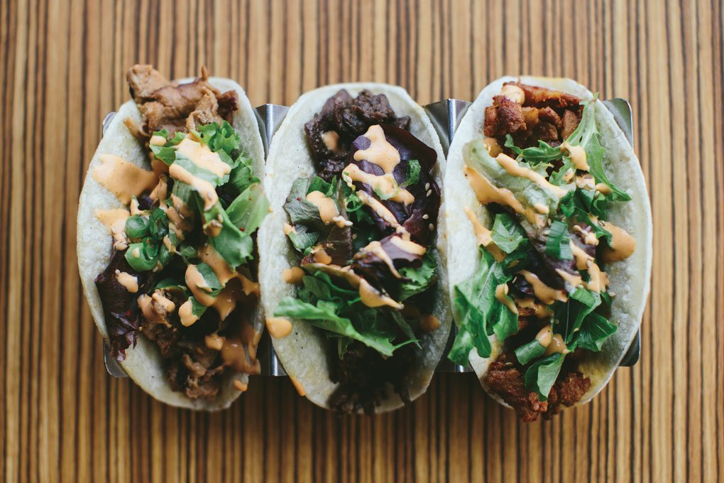Seoul Taco, with five Midwest locations, has helped propel the idea of the global mash-up, firming up its status as flavor forward and adventurous. Bulgogi steak, chicken, spicy pork, or tofu partners with a sesame vinaigrette salad mix, green onion, sesame seeds, Seoul Sauce and a wedge of lime.