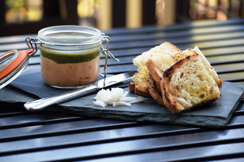 Three Degrees in Portland, Ore., has fun with its shareable Smoked Salmon Rillettes. The seafood spread arrives in a Mason jar topped with aguachile, ready for snacking with grilled bread.