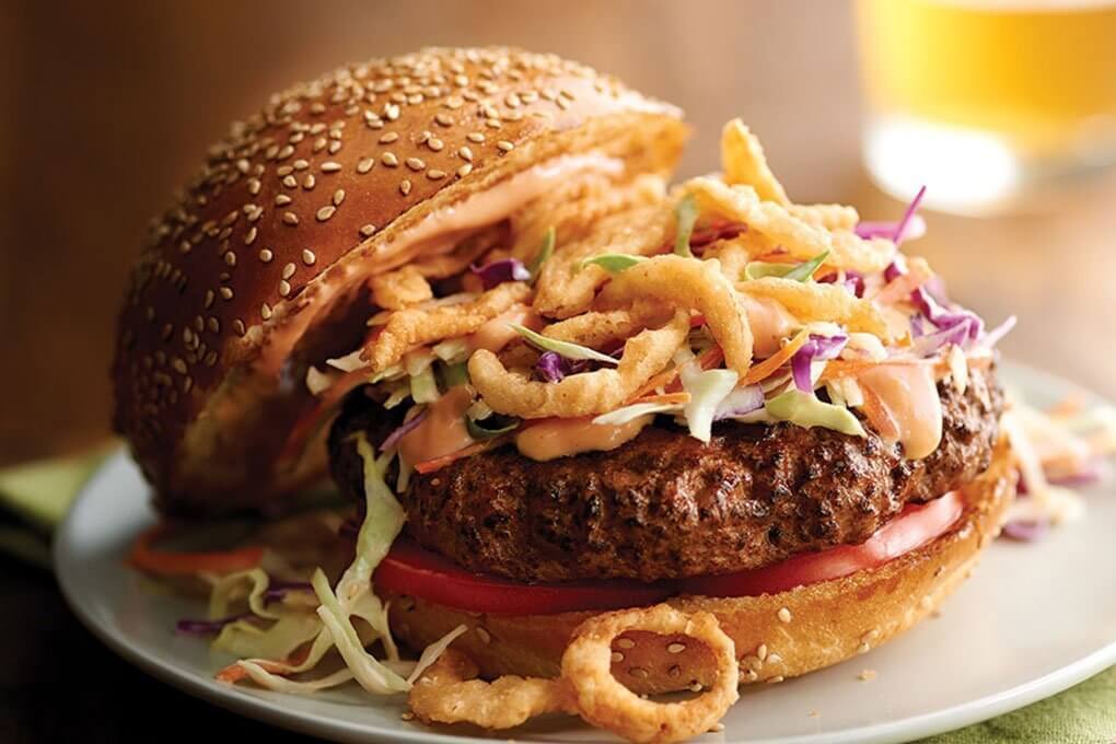 Picture for Recipe: Sriracha Onion Slaw Burger