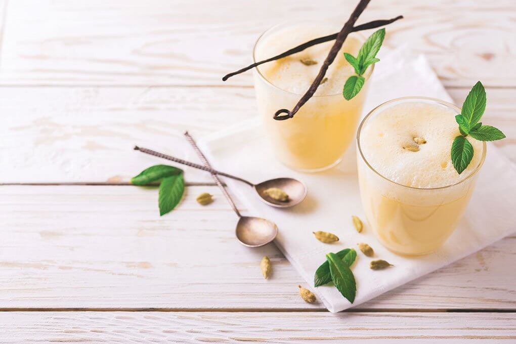 Mango Lassi can be signaturized with vanilla, mint and saffron