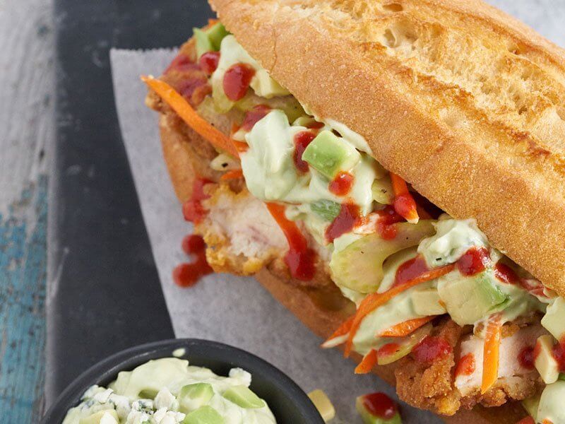 Buffalo Chicken and Avocado Blue Cheese Sandwich