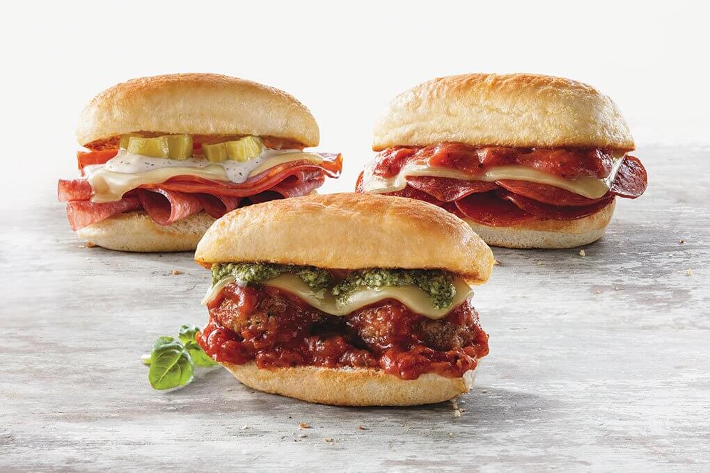Breadstick buns with meatball, pepperoni, capicola and other fillings