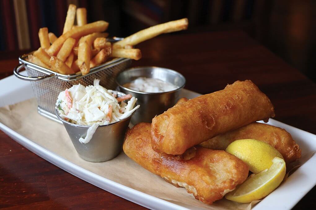 Fresh cod, beer batter, french fries, coleslaw, tartar sauce 