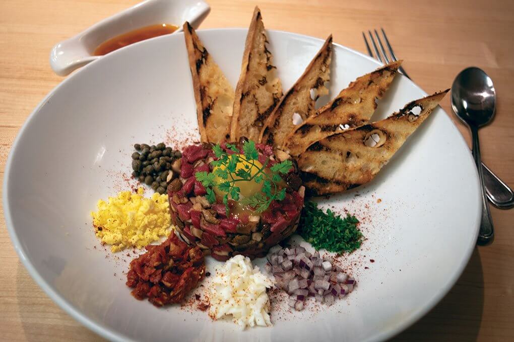 Mushroom and Steak Tartare with smoky chile vinaigrette 