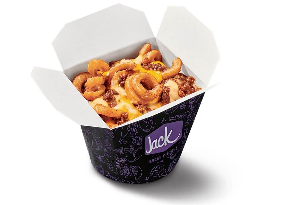 Curly fries with beef chili, cheddar, cheese sauce or three-cheese blend, bacon and ranch