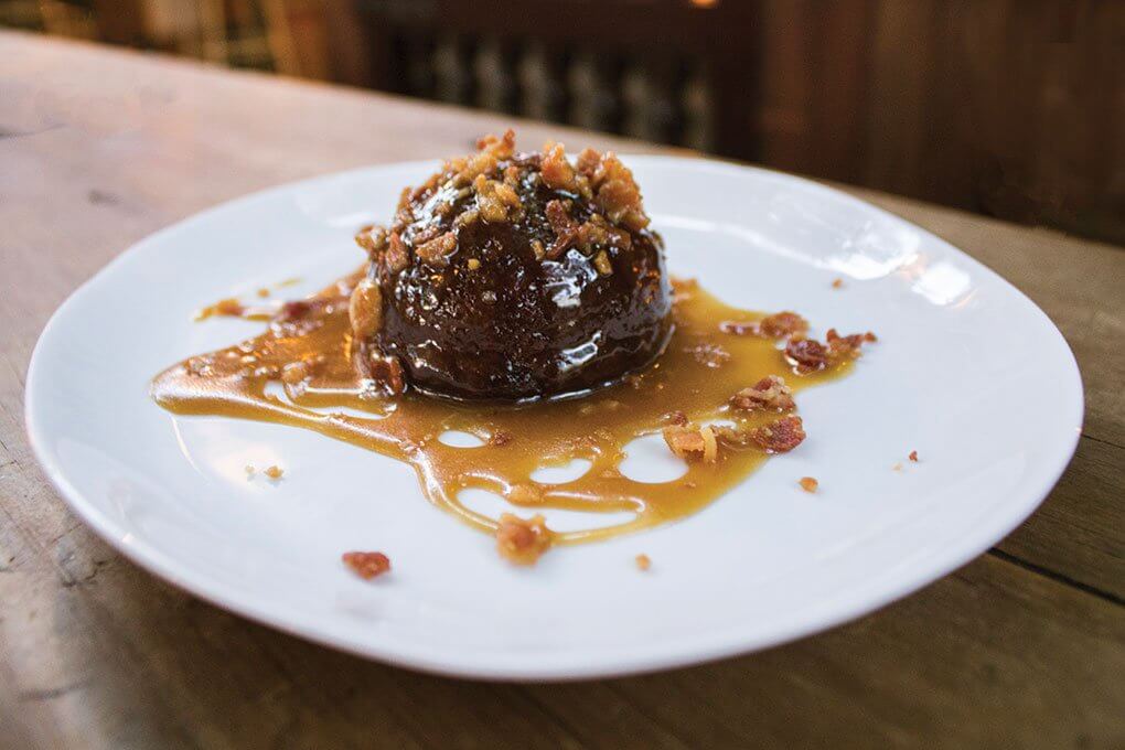 Best Cake You’ve Ever Had with Medjool dates, brown-sugar caramel and crispy bacon