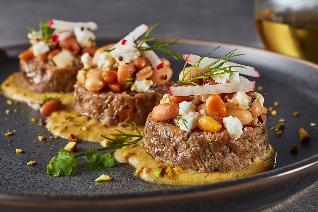 Blended Burger Torchon with Black-Eyed Pea and Cannellini Bean Salad photo