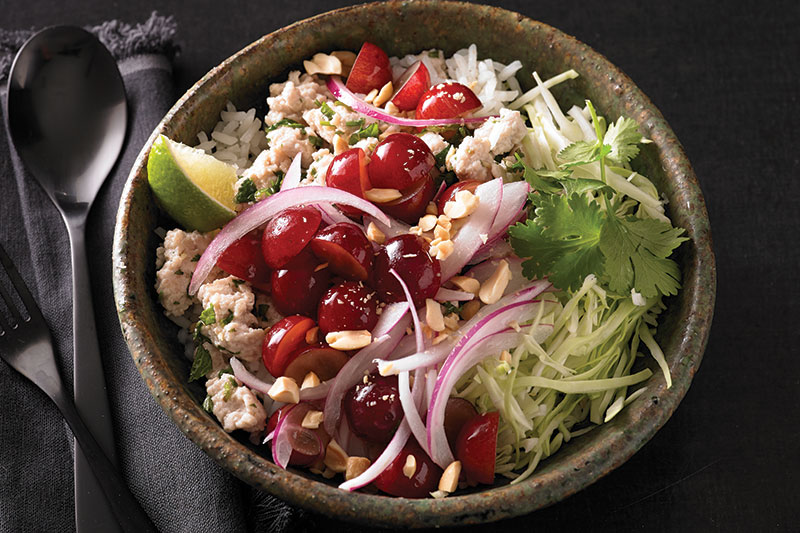 Chicken Larb with Grapes