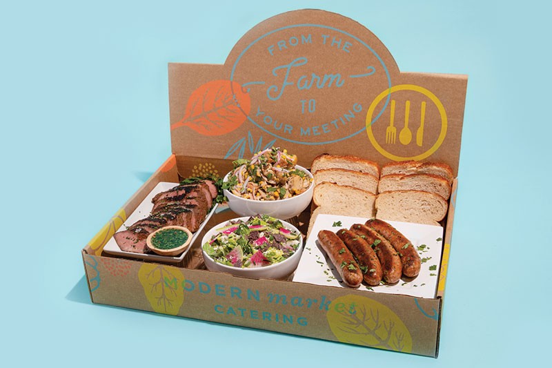 Both Lemonade and Modern Market launched commodity boxes when storefronts closed, and have since added “experience boxes,” expanding the way consumers interact with their brands. Modern Market’s Father’s Day Box (above) featured grass-fed steak, sausages, spicy potato salad, scallion ranch salad and sourdough bread.