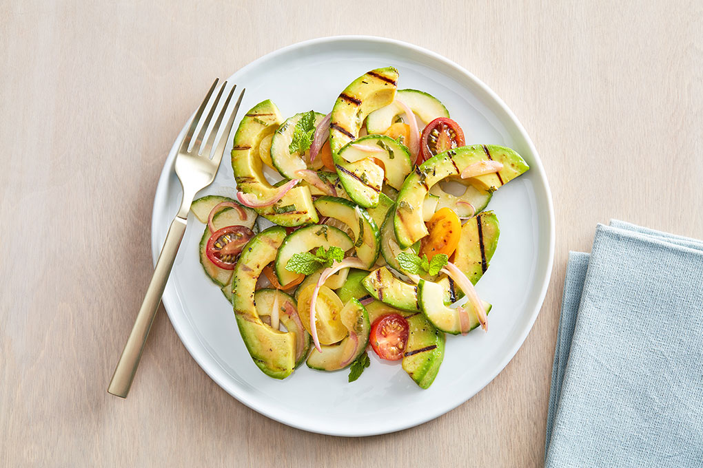 Grilled California Avocado, Tomato & Cucumber Salad with Minted Mojo Vinaigrette photo