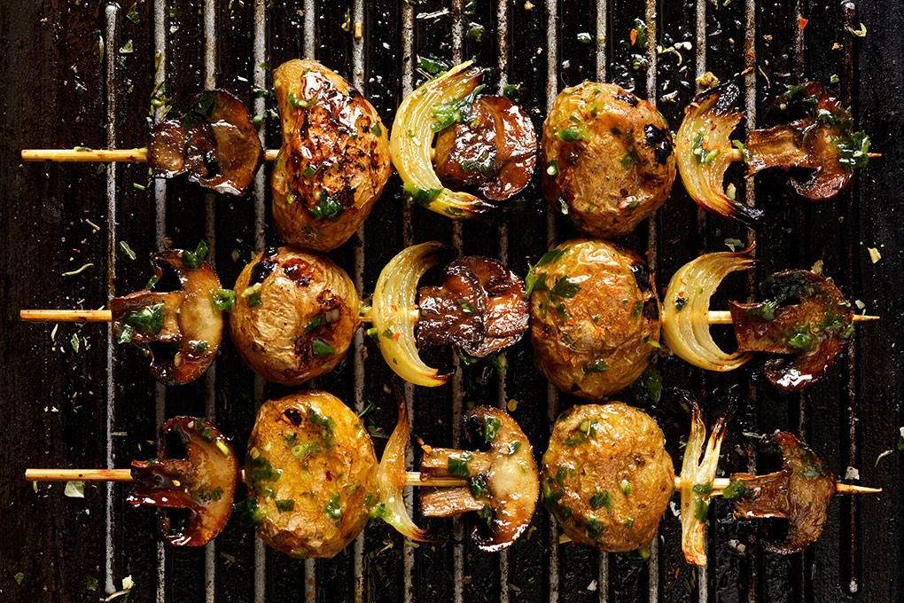 A cherry barbecue glaze gives these meaty mushrooms a savory-sweet flavor and beautiful shine—perfect for a veg-centric lettuce wrap, bowl build or sandwich component.