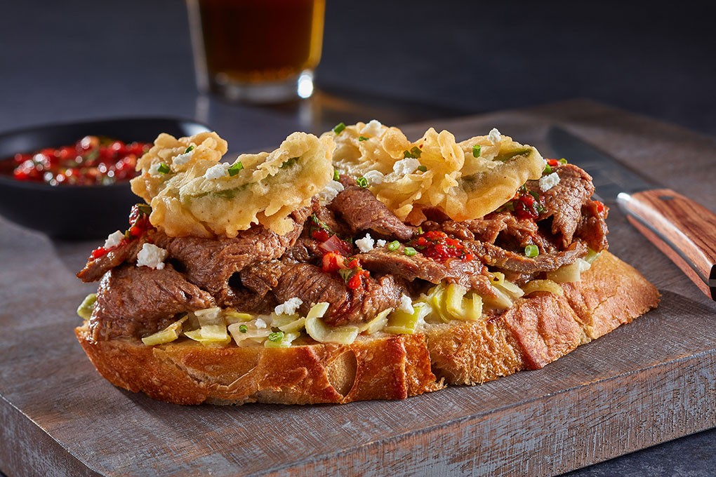 Open-Faced Beer & Cola Braised Aussie Beef Sandwich photo