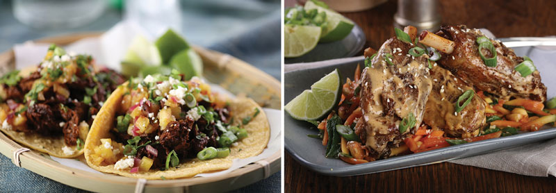 Thai Peanut KC Wild Wings and Al Pastor Street Tacos