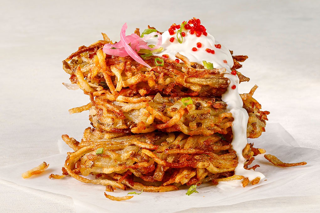 Idaho® Potato Larder Latkes and Koji Cultured Cream