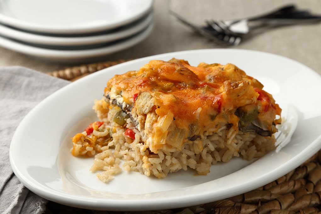 Creamy Cheesy Chicken Rice Casserole