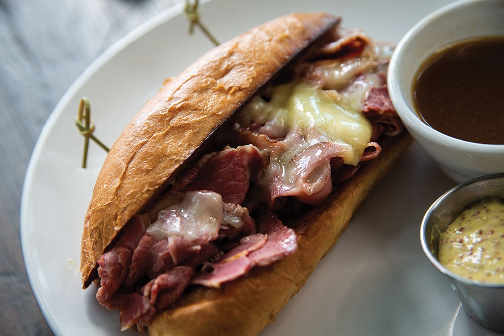 The Colorado Lamb Ham French Dip Sandwich, from Locality Kitchen and Bar in Fort Collins, Colo., is served with lamb jus and mustard aïoli.