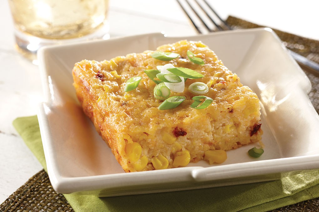 This Chipotle-Corn Casserole with tofu and soy milk showcases plant-based versatility.