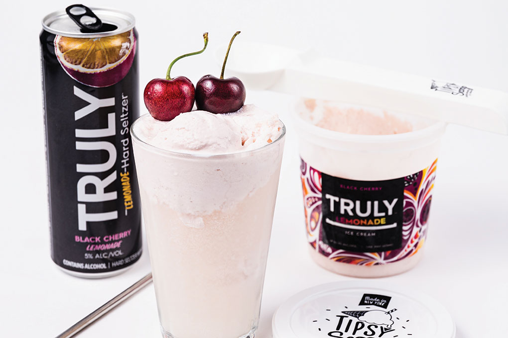Tipsy Scoop, a booze-driven ice cream shop based in New York, gets in on the fun with its summery Truly Black Cherry Lemonade Ice Cream.