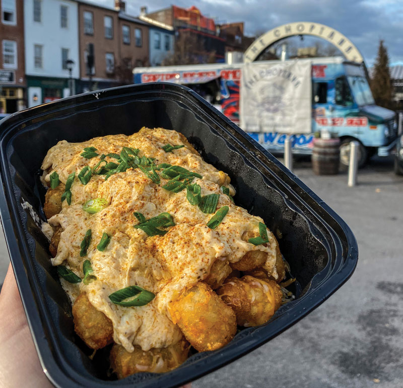 The Choptank in Baltimore relies on tater tots for its Crabby Tots loaded appetizer, boasting the restaurant’s signature Maryland crab dip, Jack and cheddar cheese, green onion and Old Bay.