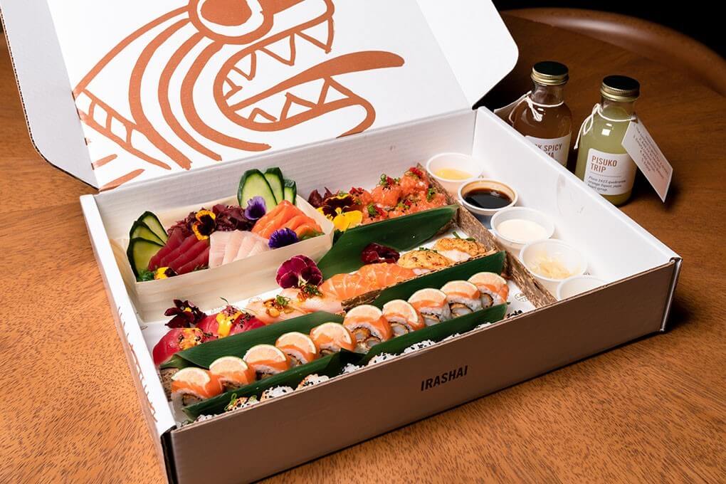 Bento Box with nigiri, makimono and sashimi
