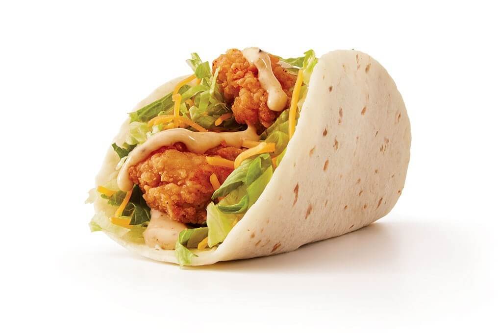 Fried chicken, lettuce, cheddar and jalapeño-ranch, wrapped in a flour tortilla