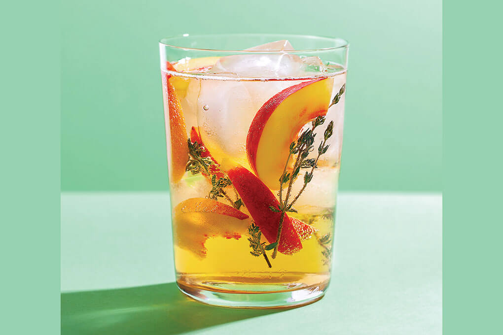 Refreshing and restorative, this chilled chamomile-peach tea with fresh peach and thyme offers the sensory appeal today’s diners are looking for.