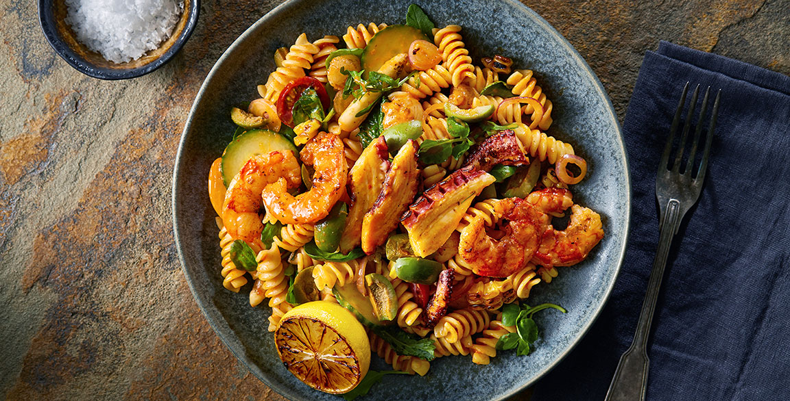 Smoky Seafood Barilla Pasta Salad - Flavor & The Menu